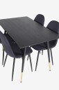 Venture Home   Spisegruppe Dipp med 4 stk. spisestoler Polar   Svart