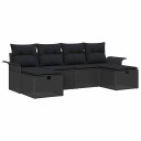 vidaXL Hagesofa Set 6 stk. Svart polyrotting
