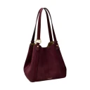 Lauren Ralph Lauren Sheep Suede Small Tasha Tote Bag   Burgundy   ONE SIZE