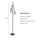 Gulvlampe i ravfarget glass – 3 skjermer fotbryter metallbase