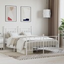 vidaXL Sengeramme i metall med hode- og fotgavl hvit 140x190 cm 8720845883843
