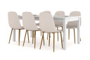 Basic Home Octavia Uttrekkbart Spisebord 180 cm + 6 stk Naira stol beige med eikeben   Hvit/Beige