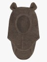 Huttelihut Balaklava Merinoull Ribbet med Øre Brown Melange 50
