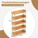 5 etasjes bokhylle i tre med åpen design og sidegitter