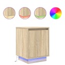  Nattskap med LED lys 2 stk sonoma eik 38x34x50 cm