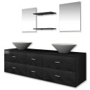  Servant og baderomsmøbler 7 deler svart