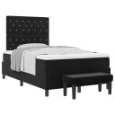  Box Spring Seng med Madrass & Benk Svart 120x190 cm Fløyel