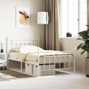 vidaXL Sengeramme i metall med hode- og fotgavl hvit 107x203 cm 8720845883805