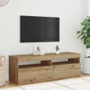 TV-benk med LED-lys artisan eik 120x35x40 cm konstruert tre 8721158437631
