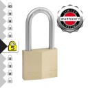 HENGELÅS 140EURDLF MESSING 40mm 6 LANG BØYLE 4 PINS MASTERLOCK SV PN B