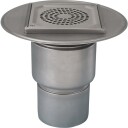 ACO 110 mm dreneringspanne for smøremembran uten tappekran vertikal Stainless steel Ø110 mm