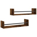  Vegghyller med stenger 2 stk røkt eik 60x16x14 cm 8721012125971