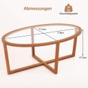 Salongbord i glass med kryssfot og ben laget av akasietre Moderne sidebord i glass