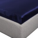 By Borg Silkelaken konvoluttlaken 140x200x8 cm Navy 100% morbærsilke