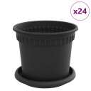 vidaXL Plantepotter 24 pcs Svart Ø 15 x 12 cm Plast