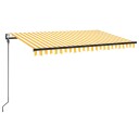 vidaXL Automatisk markise med vindsensor og LED 450x300 cm gul/hvit