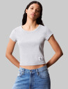 Calvin Klein Jeans A- Woven Label 2X2 Rib Baby Tee - White - XXS