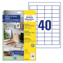 Avery LR3657-10 Hvit Selvklebende skriveretikett A4 Papir Laser/Blekkskriver Permanent