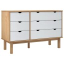 vidaXL Nattbord brun og hvit 113,5x39,5x73 cm heltre furu