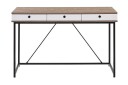 Quivoz Skrivebord 120 cm med Oppbevaring 3 Skuffer   Lysebrun/Hvit/Svart