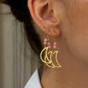 Stine A Jewelry Big Bella Moon Earring Coral Forgylt Sølv Sterling 925 