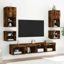  Veggmontert nattbord med LED-lys røkt eik 8721012257054