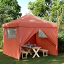  Sammenleggbart partytelt pop-up med 4 sidevegger terrakotta 4004933