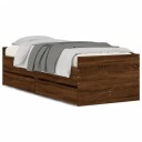 vidaXL Sengeramme med skuffer brun eik 90x190 cm 8721012245730