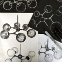 Halo Design Atom Taklampe Large Opal/ Sort