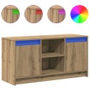  TV skap med LED  stripelys Brun 100 x 34 x 50 cm Konstruert tre