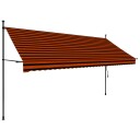 vidaXL Manuell uttrekkbar markise med LED 350 cm oransje og brun