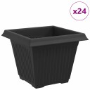 vidaXL Firkantet Blomsterpotte 24 pcs Svart 38 x 38 x 30 cm Plast