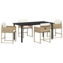  Hage Spisegruppe med pute 5 pcs Beige Poly rattan