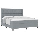  Box Spring Seng med Madrass Lysegrå 180x200 cm Stoff