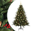 vidaXL Kunstig juletre med julekuler 150 cm 150 LED-lys Varmhvit