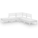 vidaXL Hagesofagruppe 5 deler heltre furu hvit