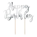 Kakedekorasjon Happy Birthday Sølv