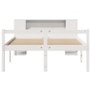  Seng med bokhylle uten madrass hvit 140x200 cm heltre furu 3321970