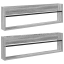 vidaXL Magasinreol 2 pcs Grå Sonoma 100 x 12 x 30 cm Konstruert tre
