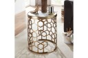 Sidebord Wohnling Ekte marmor rund 44 cm bikubemønstret base moderne stil  