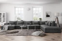 Dubai stor U modulsofa Large med divan høyre fløyel ekstra dyp   Mørkegrå