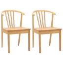Spisestuestol 2 stk. Solid Gummitre Naturlig 51 x 61 x 80,5 cm