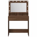  Sminkebord med LED lamper i Brun Eik 79x41x135 cm