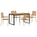  5 Delt Hage Spisebordsett Beige Poly Rattan Akasie