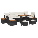 vidaXL Hagesofa Set 10 stk. 9-Antall seter Svart og krem