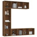 vidaXL Bokhyller/TV-skap 3 stk brun eik 180x30x180 cm