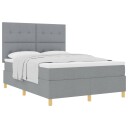  Box Spring seng med madrass Lysegrå 140x190 cm Stoff
