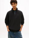 Tommy Jeans Tjm Reg Fleece 1/4Zip Mock Neck   Black   XS