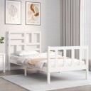 vidaXL Sengeramme med hodegavl hvit 3FT single heltre