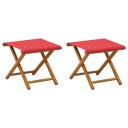 vidaXL Hage Stol 2 pcs Solid Eucalyptus Tre Rød